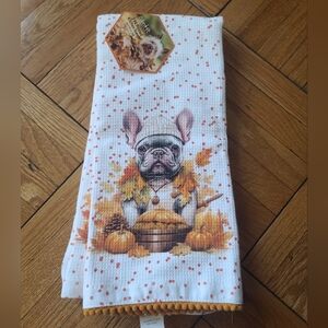 French bulldog fall season kitchen towels set